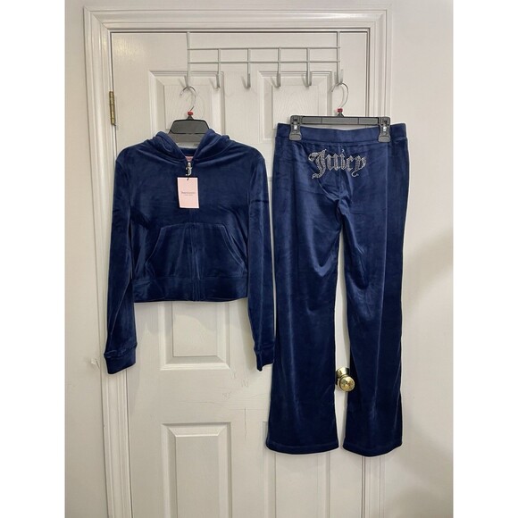 NWT Size Extra Large Juicy Couture Tracksuit Atlantis blue Hoodie Pants Set - Picture 3 of 6
